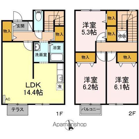 エスポワール渡利　Ａ(3LDK)の間取り写真