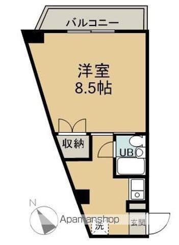 山市ビル(1DK/4階)の間取り写真