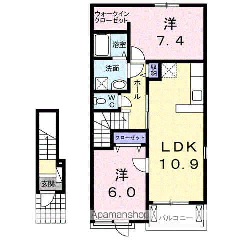 グランツレジデンスS B棟(2LDK/2階)の間取り写真
