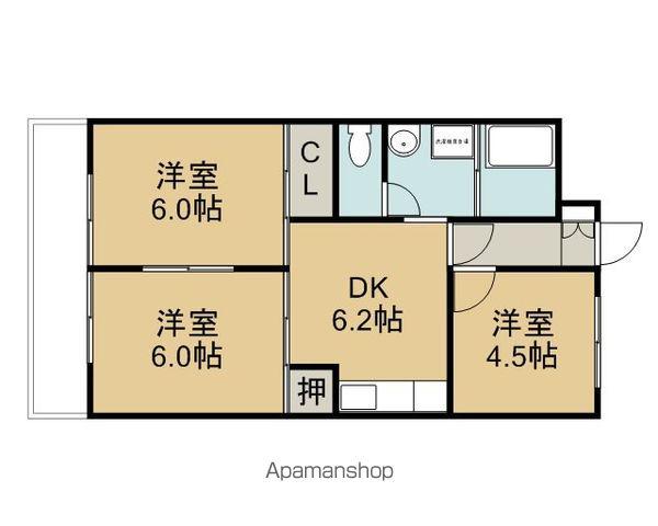 平安フジハイツ(3DK/6階)の間取り写真