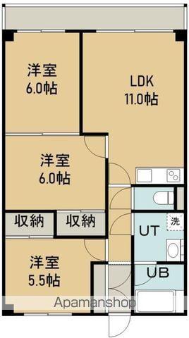 第1シャトウはまなす(3LDK/2階)の間取り写真