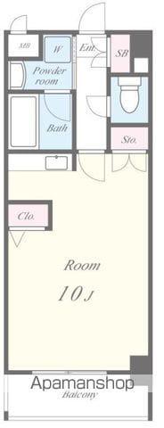 ウォーターマーク(1K/4階)の間取り写真