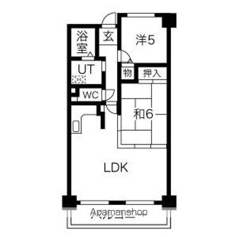 パルティール南ヶ丘(2LDK/4階)の間取り写真