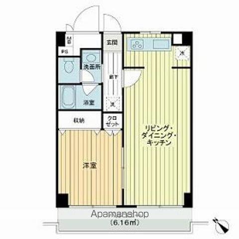 マンション勝どき(1LDK/10階)の間取り写真