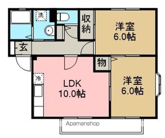 モンテ・ベルテC(2LDK/2階)の間取り写真