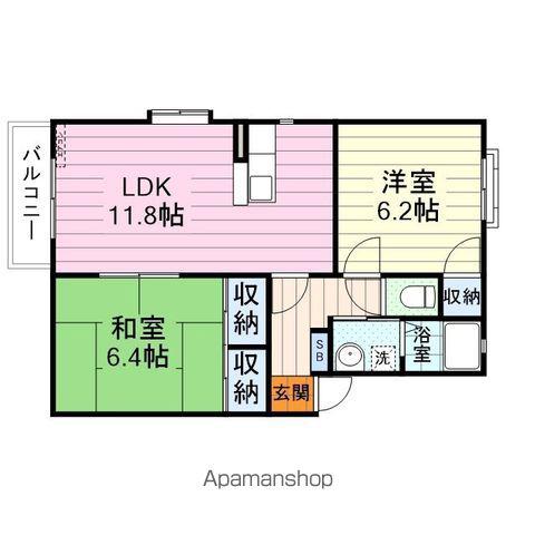 グリーンハウスⅢ(2LDK/2階)の間取り写真