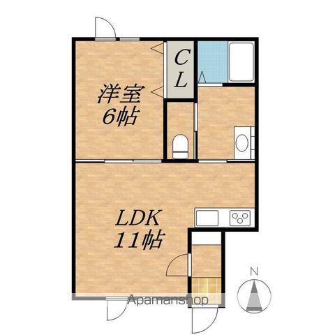 POUDRIER BOISⅦ(1LDK/2階)の間取り写真