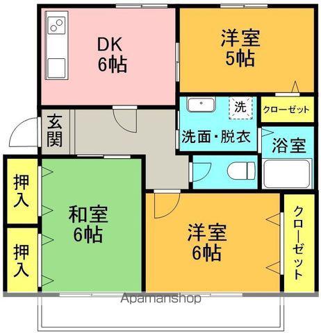 エクセレントカーサ石井(3DK/1階)の間取り写真