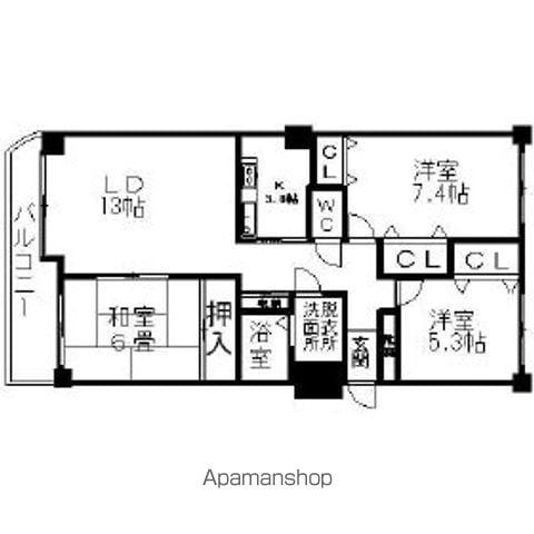 オリエンタルコート大友(3LDK/3階)の間取り写真