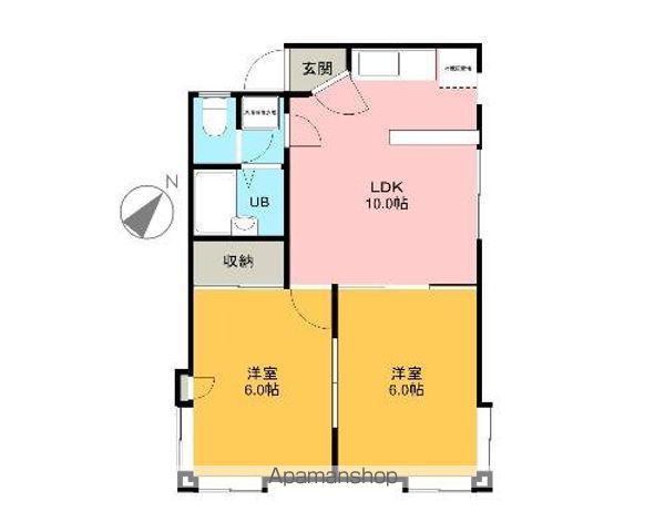 アーバンハイツⅠ(2LDK/1階)の間取り写真