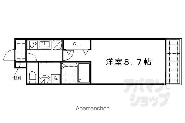 EXCEED御所北(1K/2階)の間取り写真