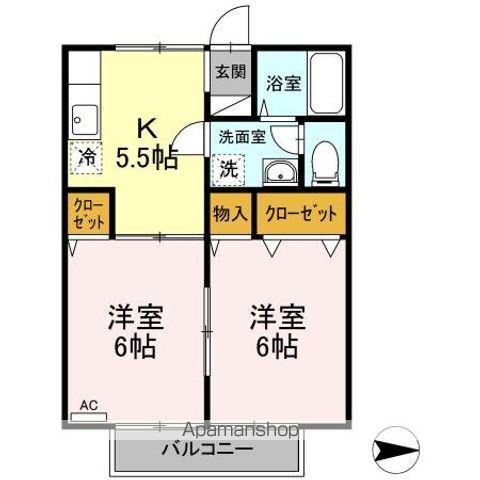 アンシャンテ川之江A棟(2K/2階)の間取り写真