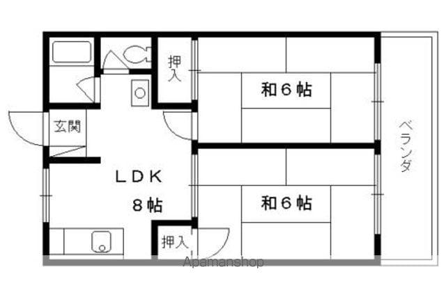 グランドール伏見(2DK/2階)の間取り写真