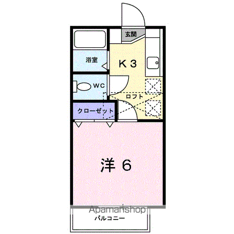 クレールアムール(1K/2階)の間取り写真