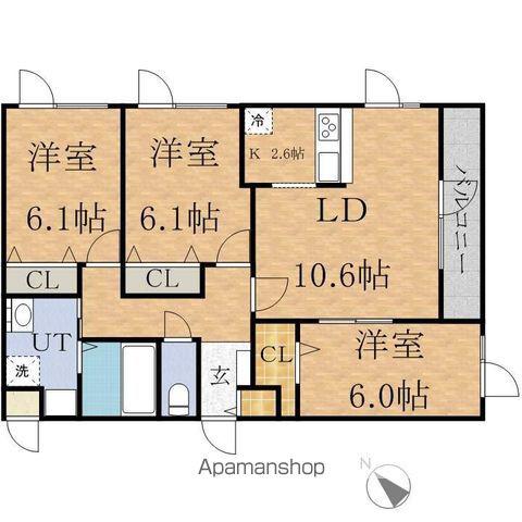 鍋島ハイツ1(3LDK/4階)の間取り写真