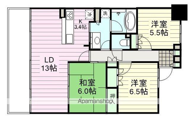 シティハウス勾当台公園(3LDK/13階)の間取り写真