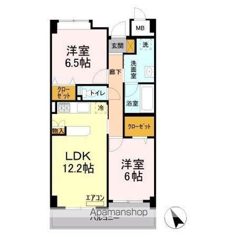 KREIZEND(2LDK/4階)の間取り写真