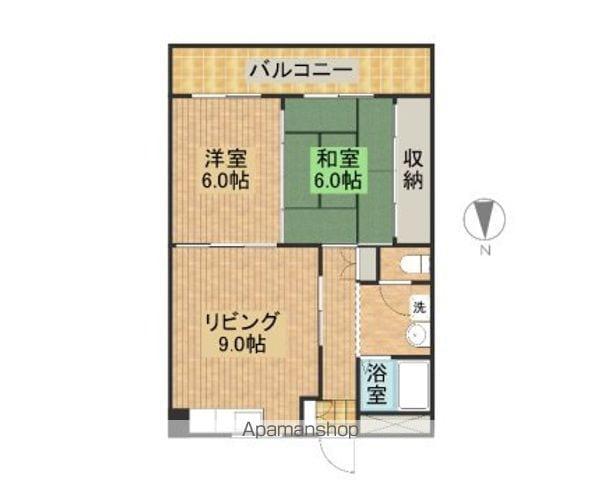 ゆとり93(2DK/2階)の間取り写真