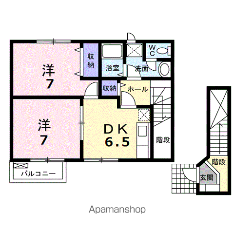 シャン.ド.フルール(2DK/2階)の間取り写真