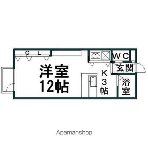 パセオ常盤B(1K/2階)の間取り写真
