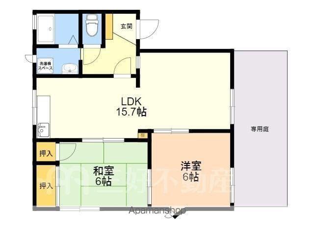 ドミール姪の浜B(2LDK/1階)の間取り写真