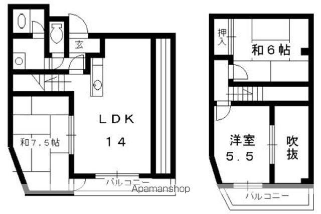 コンフォート稲荷(3LDK/3階)の間取り写真