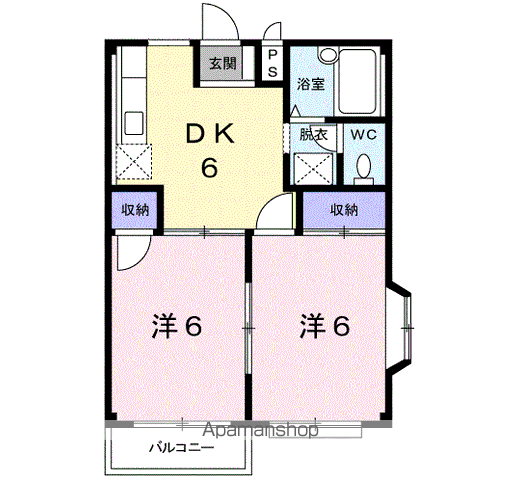 エルディムABE・B(2DK/2階)の間取り写真