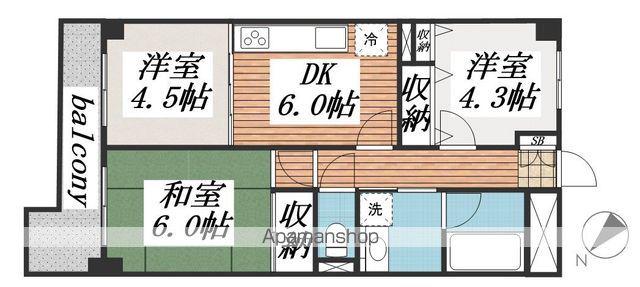 ライオンズマンション稲毛第2(3DK/3階)の間取り写真