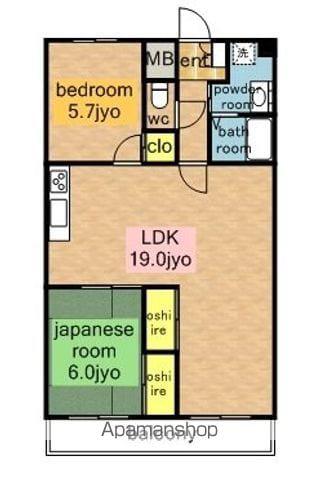 ヒルズ平和が丘(2LDK/5階)の間取り写真