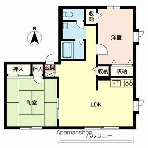 楠葉丘ハイツ 1棟 2棟(2LDK/2階)の間取り写真
