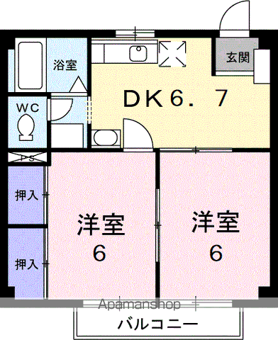 VILLAARAC(2DK/2階)の間取り写真