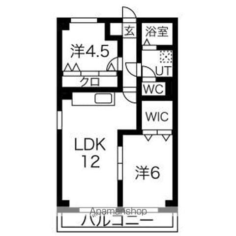 西脇ビル(2LDK/6階)の間取り写真