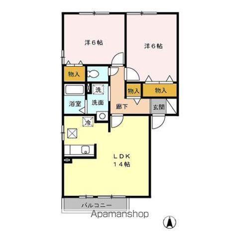 パルアモーレ(2LDK/2階)の間取り写真