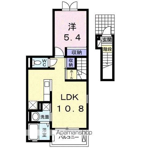 東武伊勢崎・大師線 加須駅 徒歩12分 3階建 築15年(1LDK/2階)の間取り写真