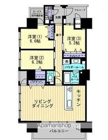 アルファステイツ南新町タワーレジデンス(3LDK/15階)の間取り写真