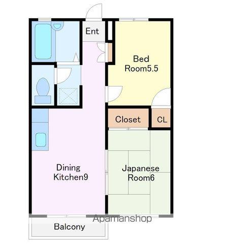 プルミエA棟(2DK/2階)の間取り写真