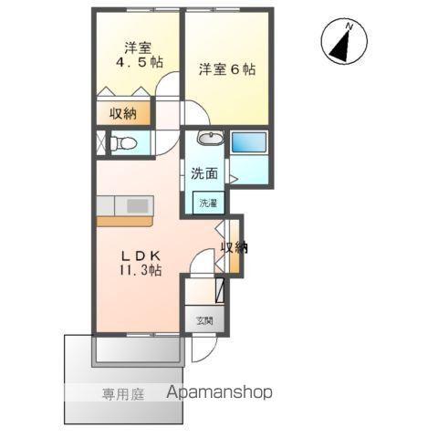 ヴァンルージュⅢ(2LDK/1階)の間取り写真