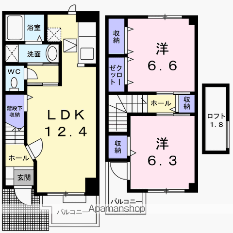 ポピュレールⅠ(2LDK/1階)の間取り写真