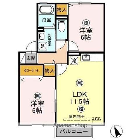 プティヴィラージュⅡ(2LDK/1階)の間取り写真