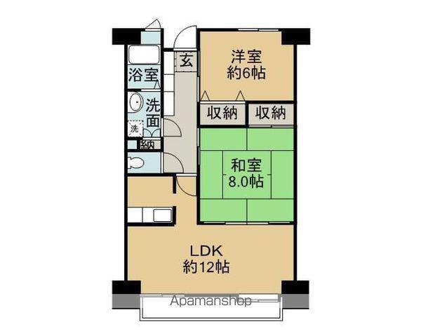 KBコート衣干(2LDK/1階)の間取り写真