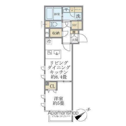 コンポジット早稲田鶴巻町(1LDK/3階)の間取り写真