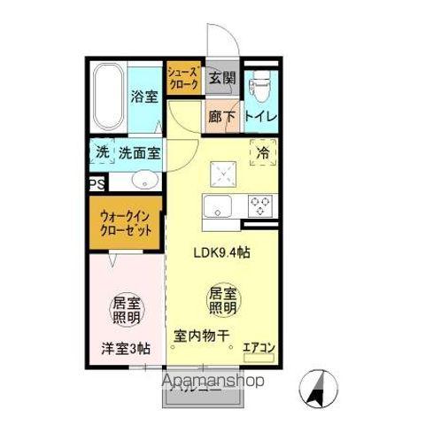 シュロス下津(1LDK/1階)の間取り写真