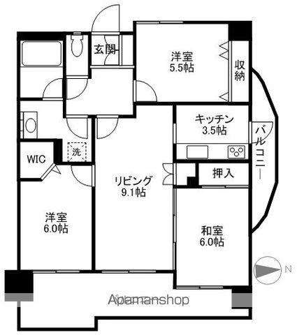 エス・バイ・エルマンション石山(3LDK/12階)の間取り写真