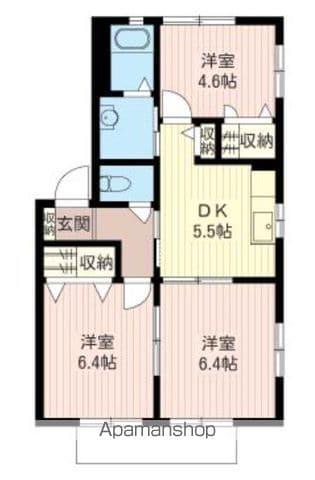 ミラコスタB(3DK/1階)の間取り写真