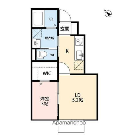 ROOMS白新町(2K/1階)の間取り写真
