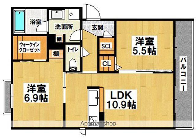 シャーメゾン彩(2LDK/2階)の間取り写真