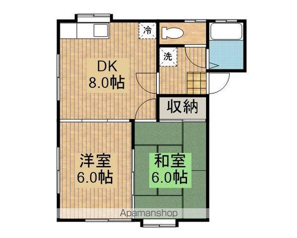 ビューハウスB(2DK/2階)の間取り写真