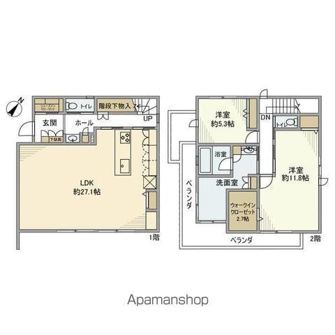 千代田・常磐緩行線 南柏駅 徒歩16分 2階建 築4年(2LDK)の間取り写真