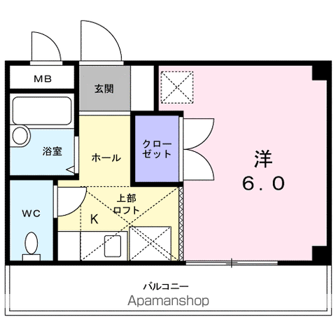 グレイスコート(ワンルーム/2階)の間取り写真