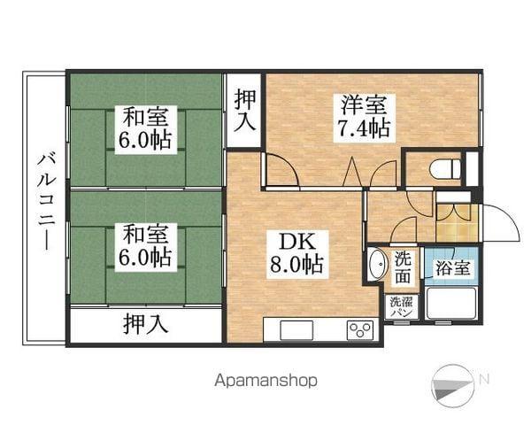 夢ハウス(3DK/4階)の間取り写真